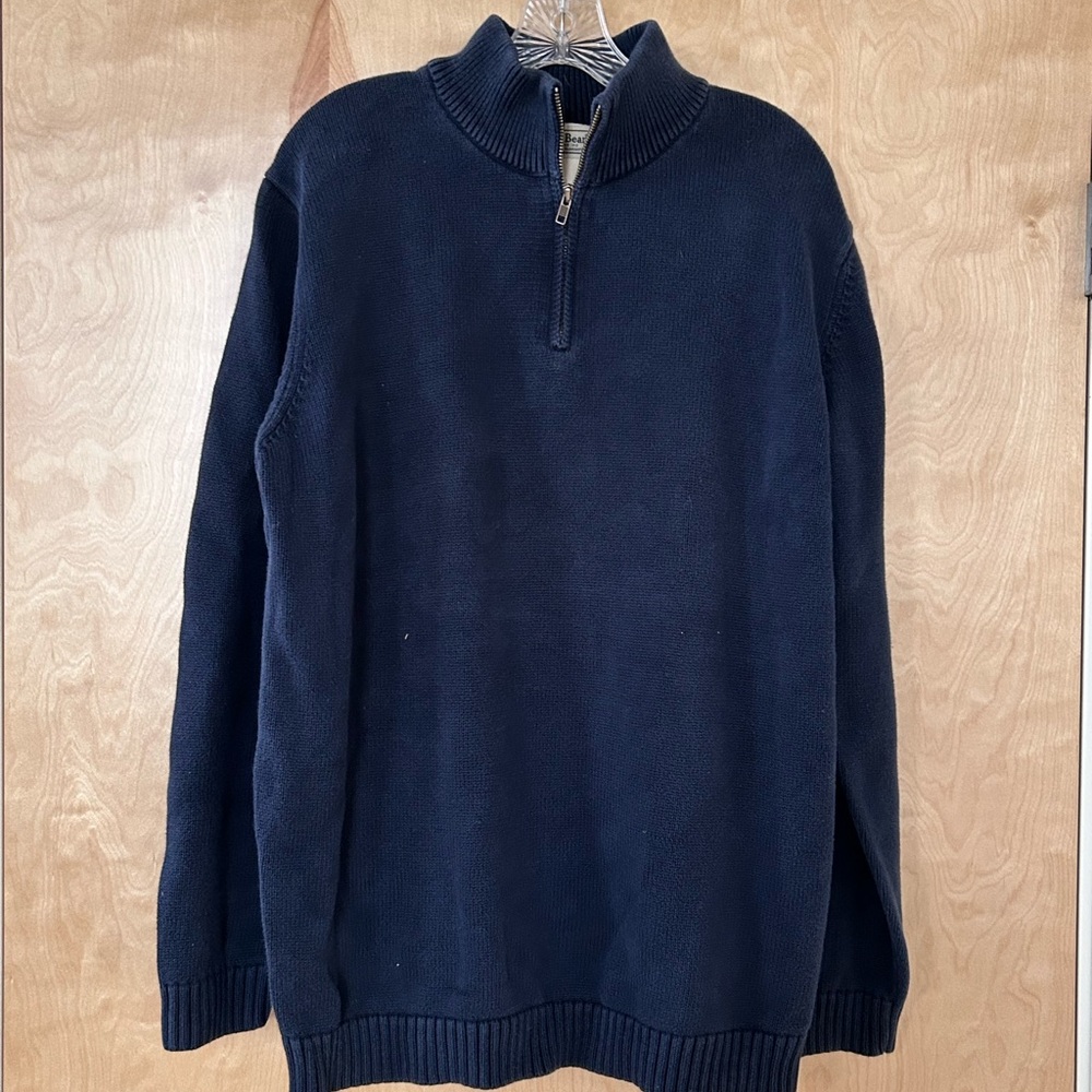 L.L. Bean Men's Dark Blue Zip-Up Sweater